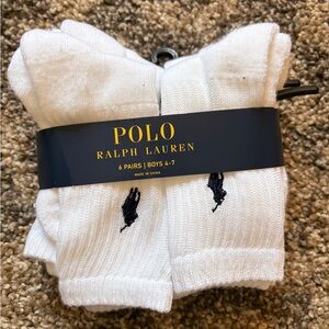 Polo by Ralph Lauren White Crew Socks with Black Pony - 6 Pack unisex 4-7